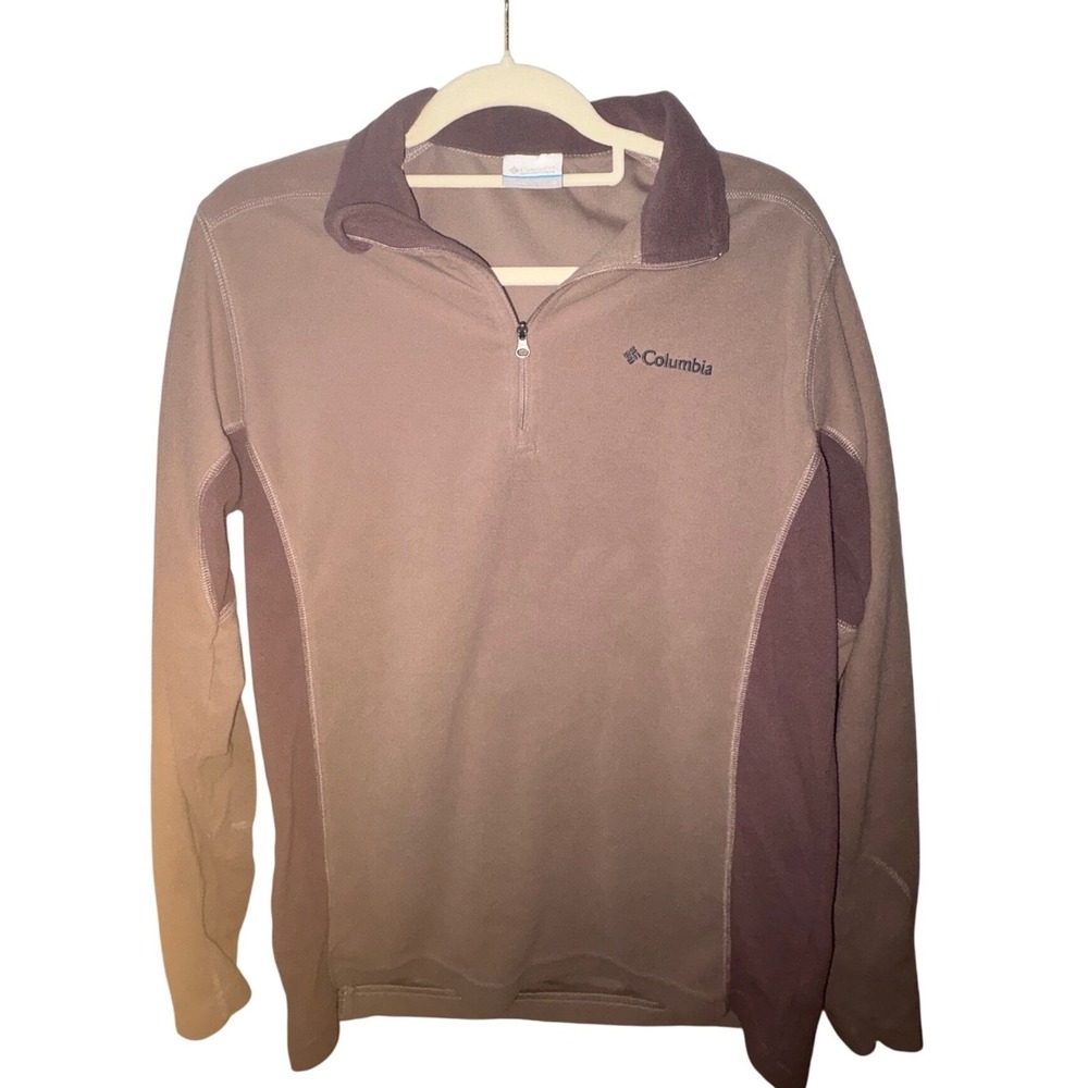 Columbia Men's Small Fleece Pullover ¼‎ Zip Taupe Brown Lightweight Warm Jacket
